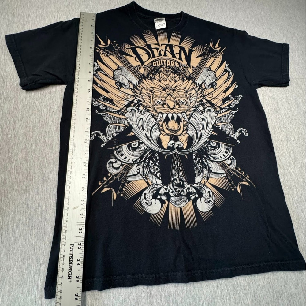 Dean Guitars Graphic Tee Medium Black Shirt Rock Metal Guitar Streetwear - Picture 4 of 6